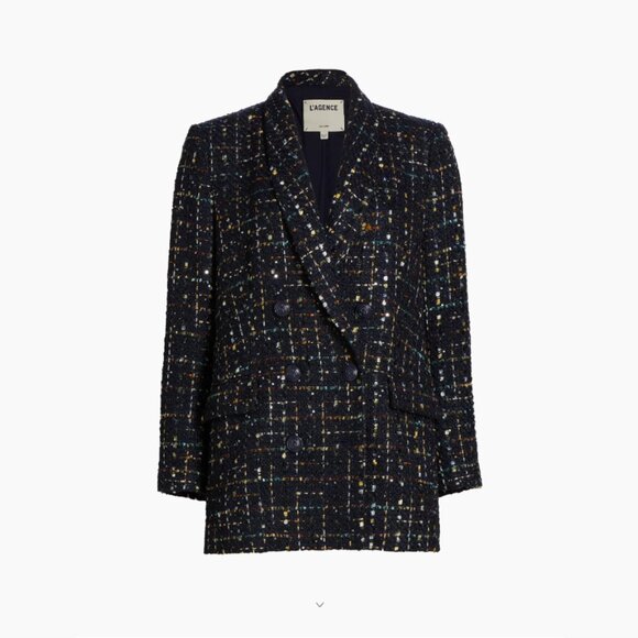 L'AGENCE Jayda Tweed Double-Breasted Oversize Blazer Jacket - Picture 5 of 10